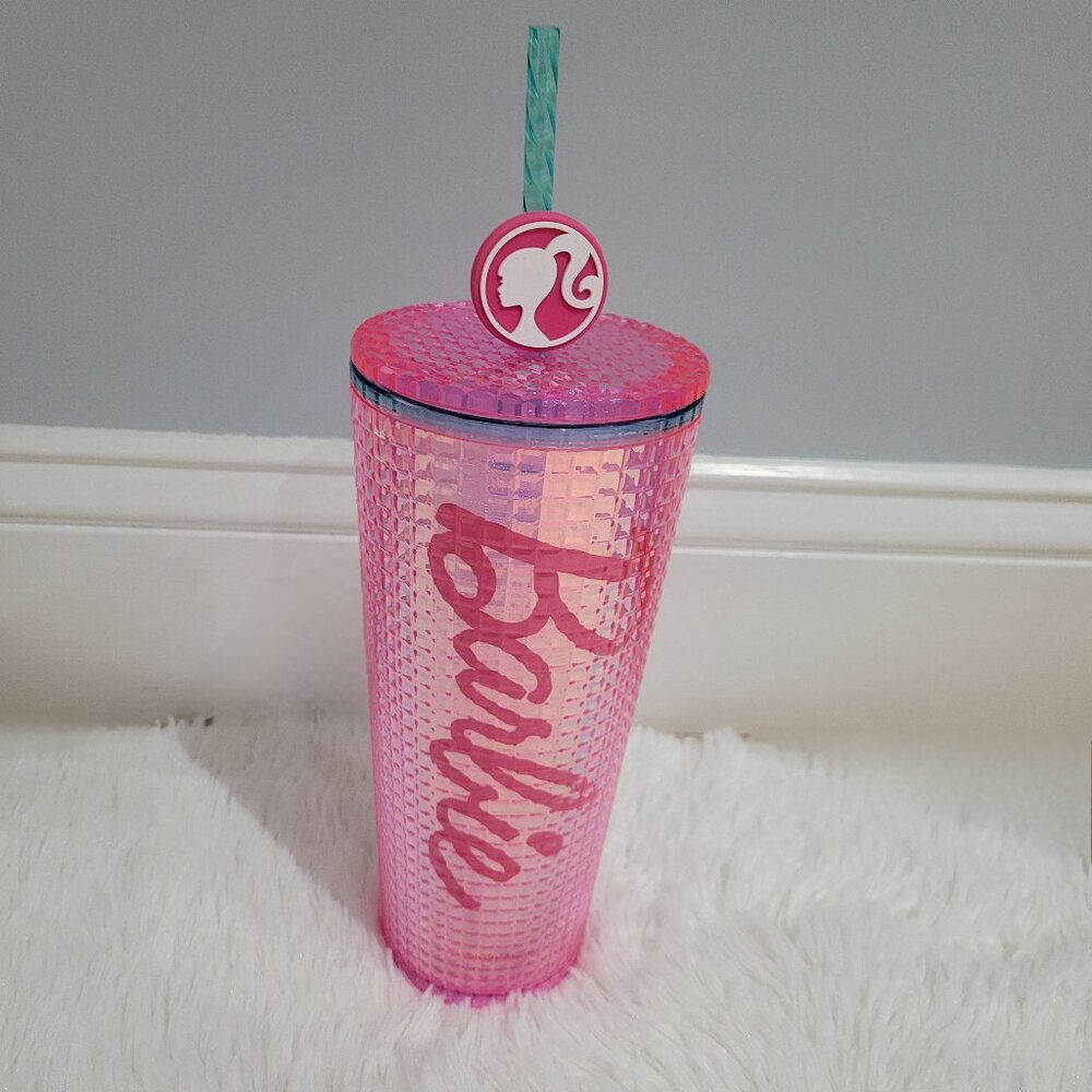 Barbie Iridescent Pink Tumbler with Straw